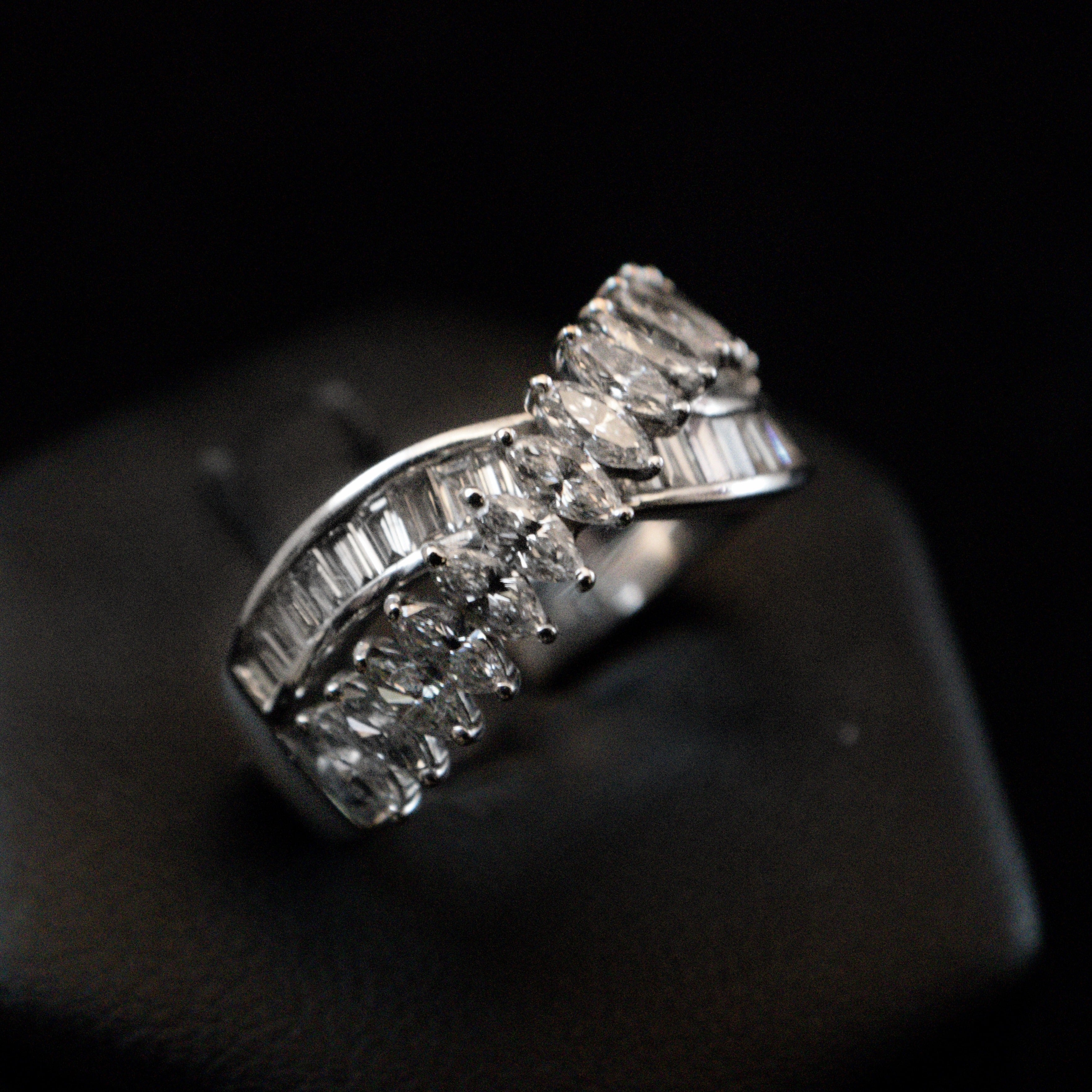 Anello diamanti taglio navette e baguette 1.1 carati - Gioielleria Tomaselli